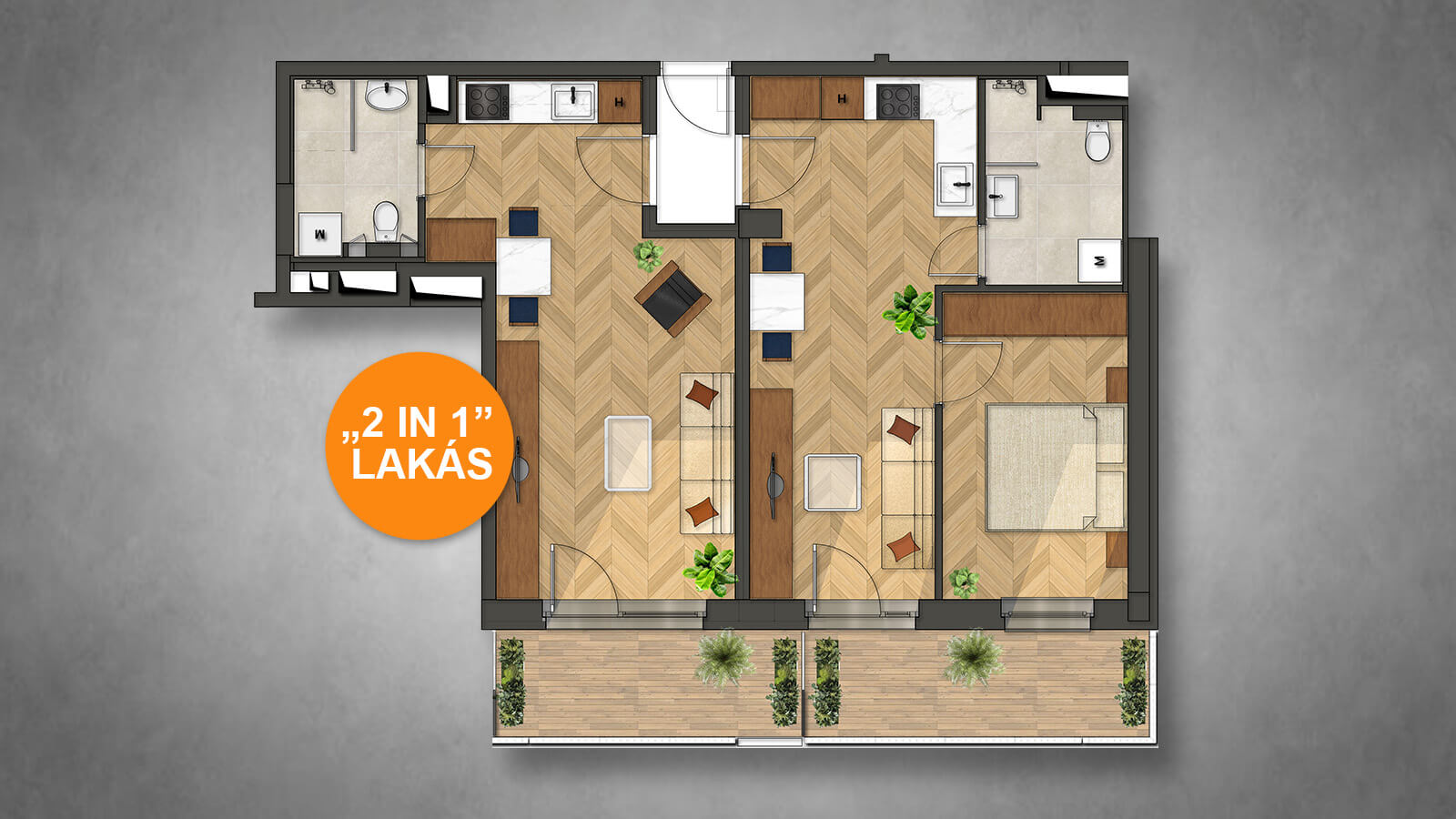 2 az 1-ben befektetési lakás a Samuel Gardenben – most 13,5 millió Ft kedvezménnyel